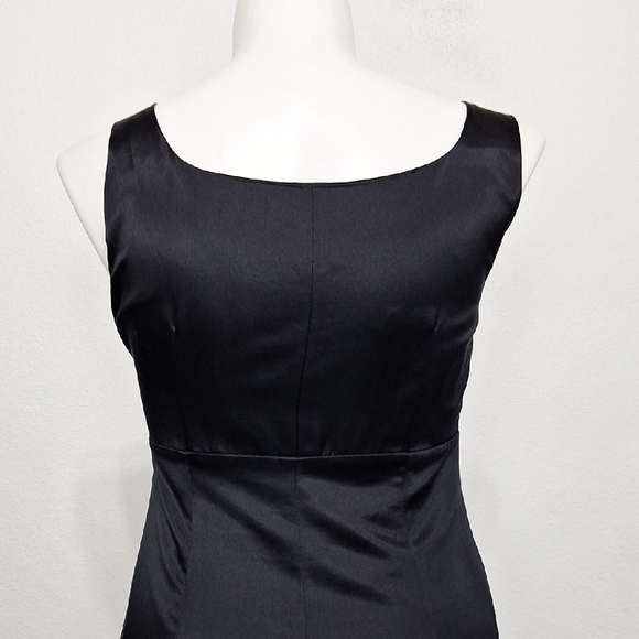 Banana Republic Black Quiet Luxury Minimalist Silk Blend Sheath Midi Dress Sz.12 - Picture 7 of 13